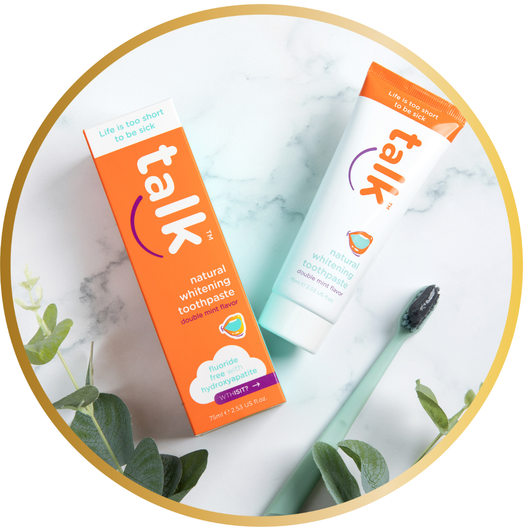 Talk Pasta de dientes blanqueadora natural sin fluoruro con hidroxiapatita 