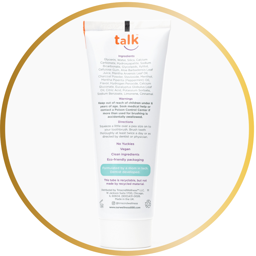 Talk Pasta de dientes blanqueadora natural sin fluoruro con hidroxiapatita 