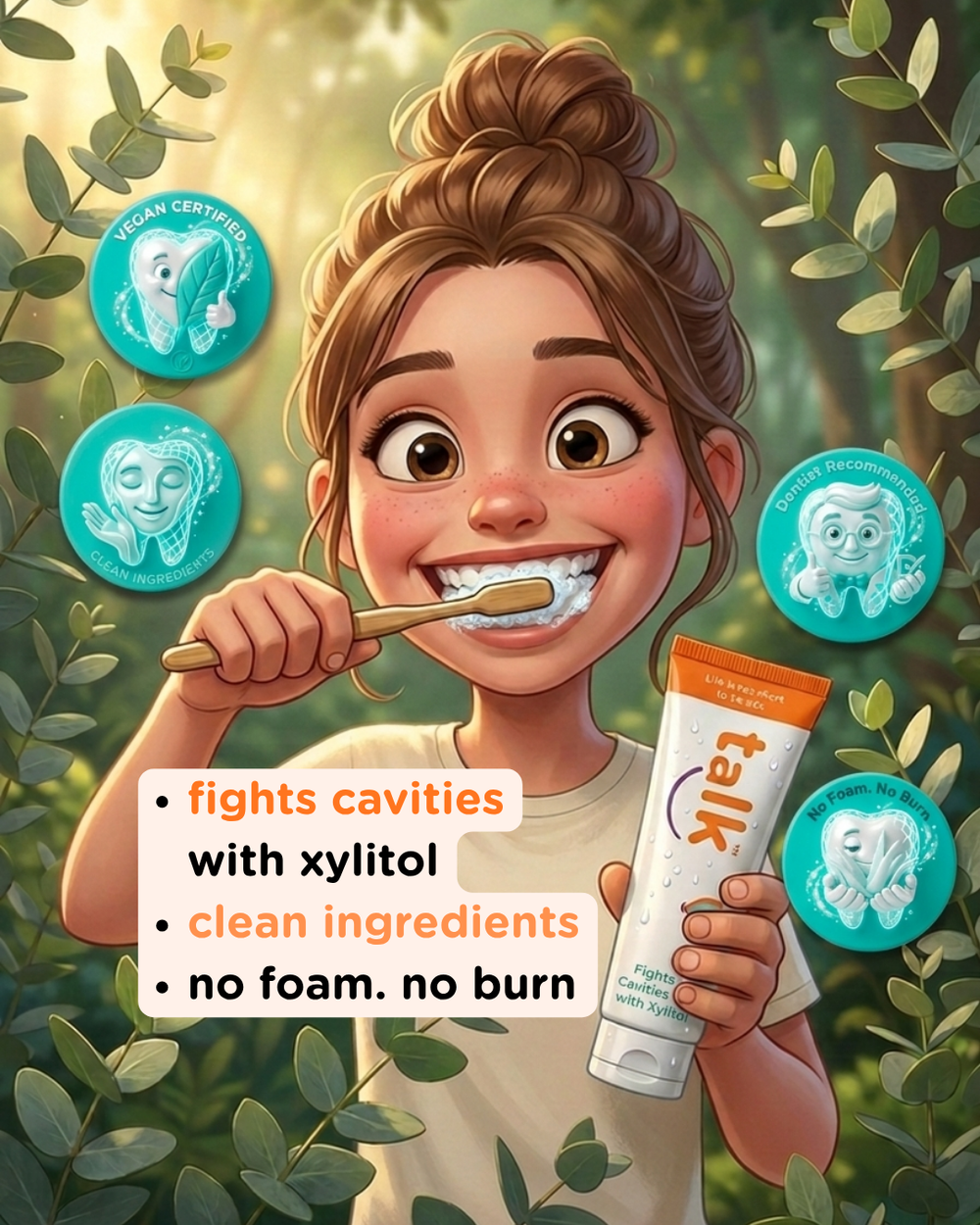 Talk Natural Toothpaste — Fluoride-Free Enamel Strengthening Formula with Nano Hydroxyapatite, Activated Charcoal, and Xylitol for Whitening, Cavity Prevention & Sensitive Teeth Relief (2 BUNDLE)