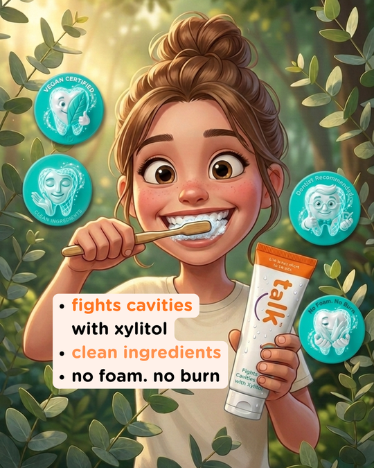 Talk Pasta de dientes blanqueadora natural sin fluoruro con hidroxiapatita 